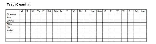 Teeth cleaning chart